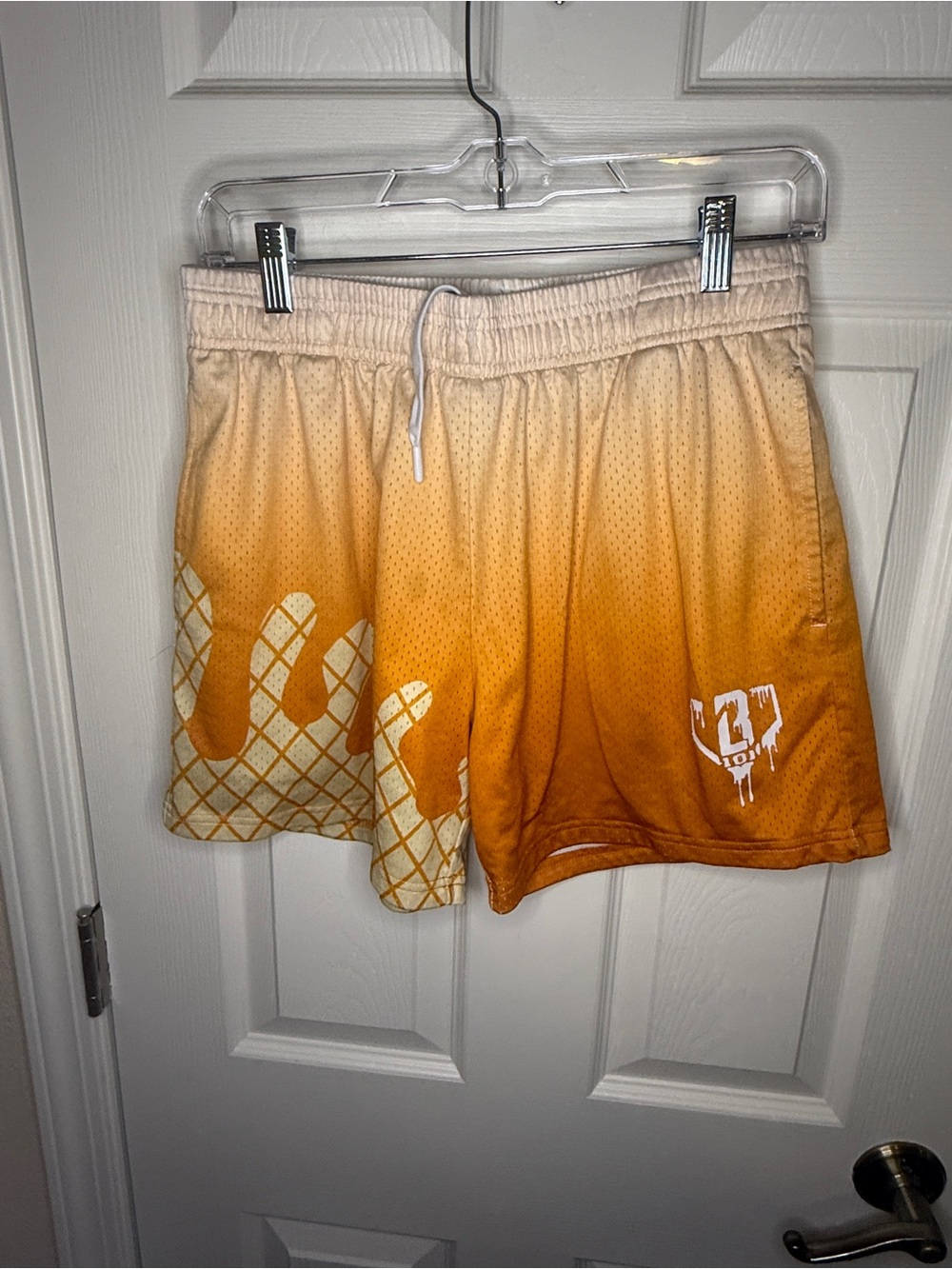 Baseball Lifestyle 101 Ice Cream Drip Mesh Shorts Orange Size S